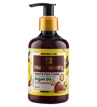 کرم دست و صورت پمپی مکس بیوتی مدل آرگان حجم 200 میلی لیتر