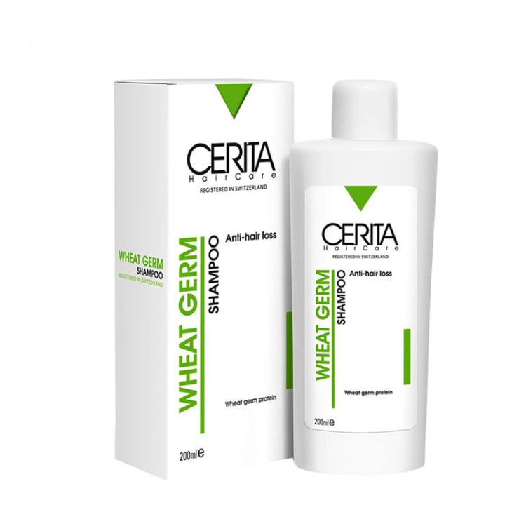 شامپو روزانه تقویتکننده و ضد ریزش مو سریتا، سازگار با انواع موبا حجم 200 میلیلیتر مدل جوانه گندم