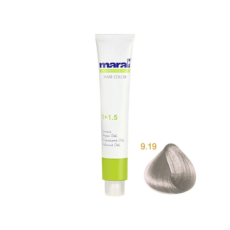 رنگ مو مارال با رنگ بلوند دودی بنفش خیلی روشن شماره 9.19، حجم 100 میلیلیتر