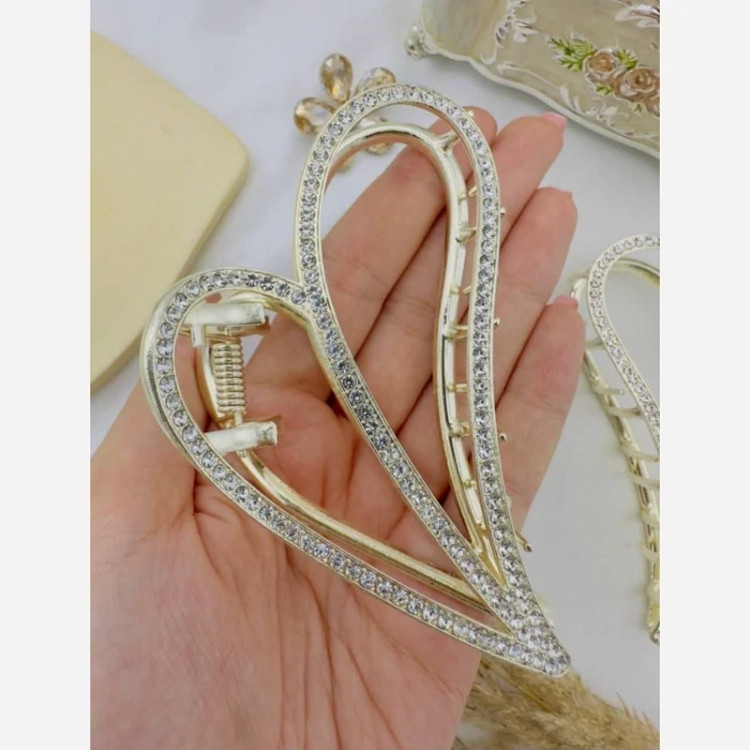 کلیپس مو فلزی طرح قلب مرواریدی