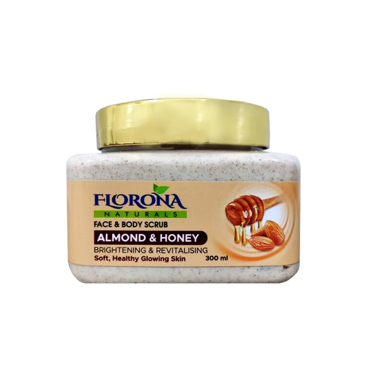 اسکراب لایه بردار صورت مدل عسل و بادام برند فلورنا حجم 300 میلی لیتر