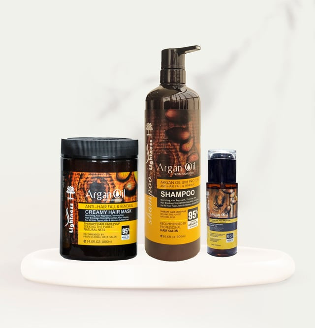 پک شامپو ماسک مو و روغن مو آرگان بدون سولفات لایتنس