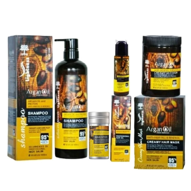پک کامل مراقبت از مو لایتنس آرگان اویل (شامپو، ماسک مو، روغن مو، وزگیر)