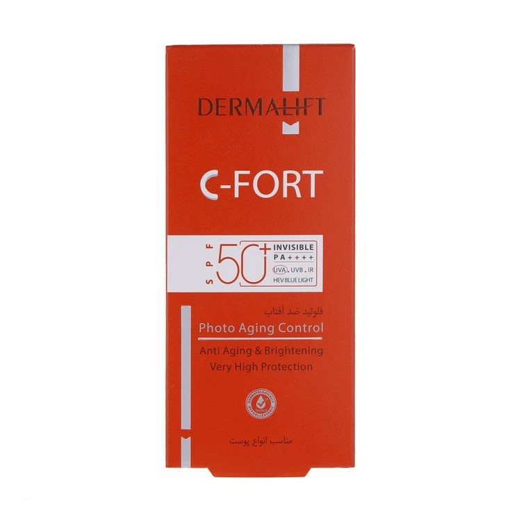 فلوئید ضد آفتاب بدون رنگ درمالیفت SPF 50 مدل C-FORT مناسب برای انواع پوست حجم 40 میلی لیتر