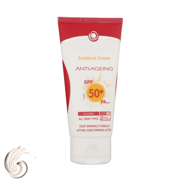 کرم ضدآفتاب و ضدچروک بی رنگ سانسیف، حجم 50 میلیلیتر