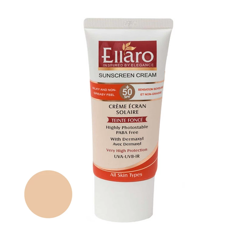 کرم ضدآفتاب رنگی الارو مدل SPF50 بژ روشن مناسب انواع پوست، حجم 50 میلی‌لیتر
