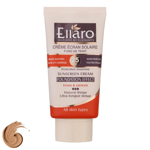 کرم ضدآفتاب رنگی الارو مدل SPF25 بژ طبیعی مناسب انواع پوست، حجم 50 میلیلیتر