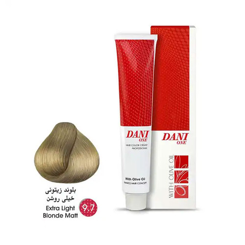 رنگ مو دنی وان شماره 9.7 حجم 100 میلی لیتر رنگ بلوند زیتونی خیلی روشن