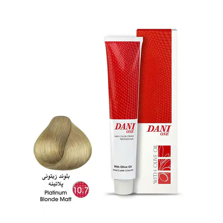 رنگ مو دنی وان شماره 10.7 حجم 100 میلی لیتر رنگ بلوند زیتونی پلاتینه
