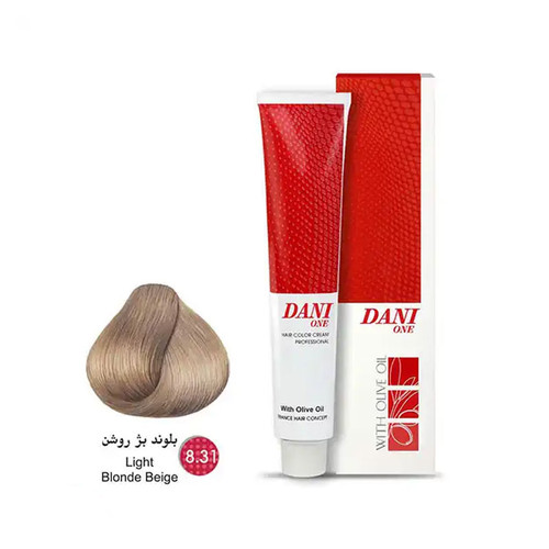 رنگ مو دنی وان شماره 8.31 حجم 100 میلی لیتر رنگ بلوند بژ روشن