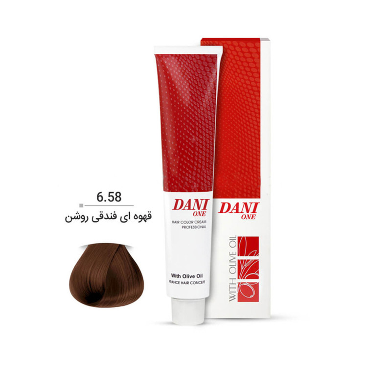 رنگ مو دنی وان شماره 6.58 حجم 100 میلی لیتر رنگ قهوه ای فندقی روشن