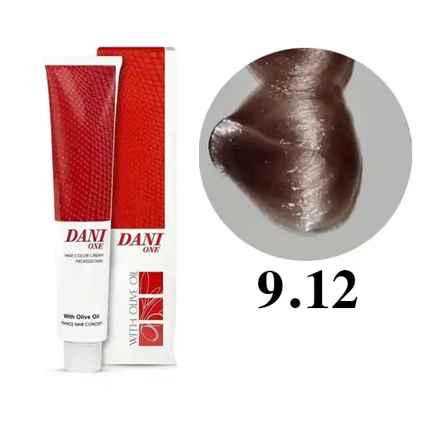 رنگ مو دنی وان شماره 9.12 حجم 100 میلی لیتر رنگ بلوند دودی بنفش خیلی روشن
