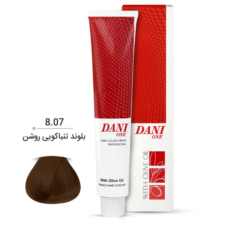 رنگ مو دنی وان شماره 8.07 حجم 100 میلی لیتر رنگ بلوند تنباکویی روشن