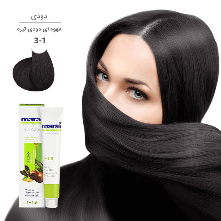 رنگ مو مارال با رنگ قهوهای دودی تیره شماره 3.1، حجم 100 میلیلیتر