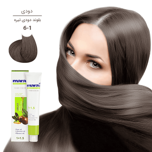 رنگ مو مارال با رنگ بلوند دودی تیره شماره 6.1، حجم 100 میلیلیتر