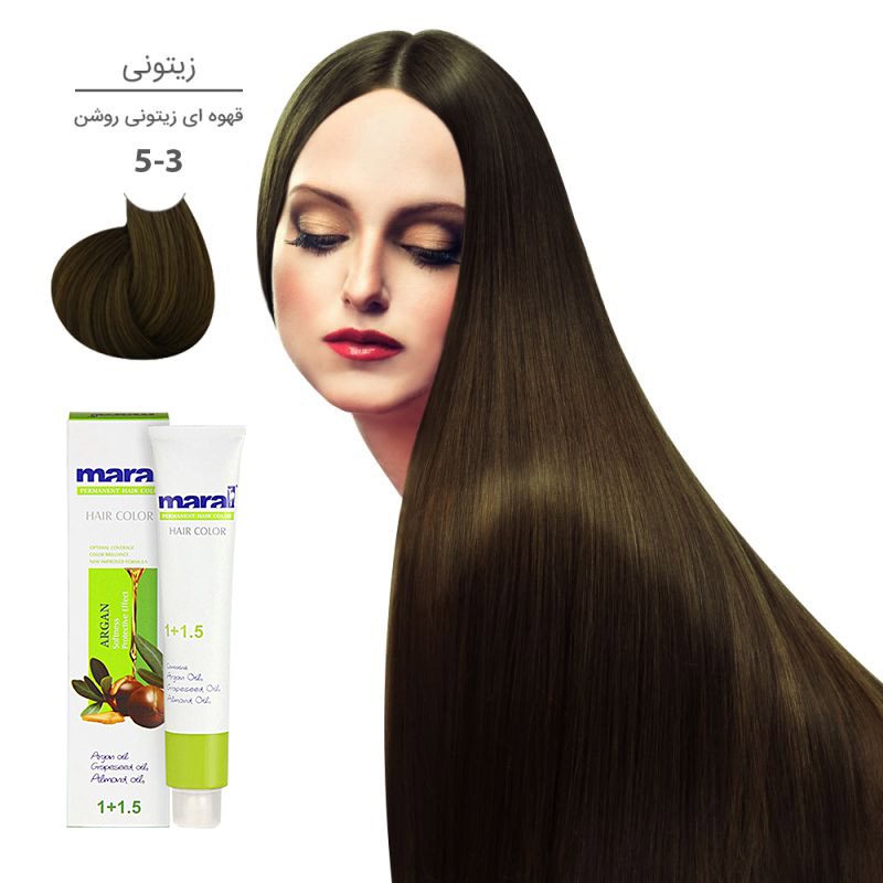 رنگ مو مارال با رنگ قهوه‌ای زیتونی روشن شماره 5.3، حجم 100 میلی‌لیتر