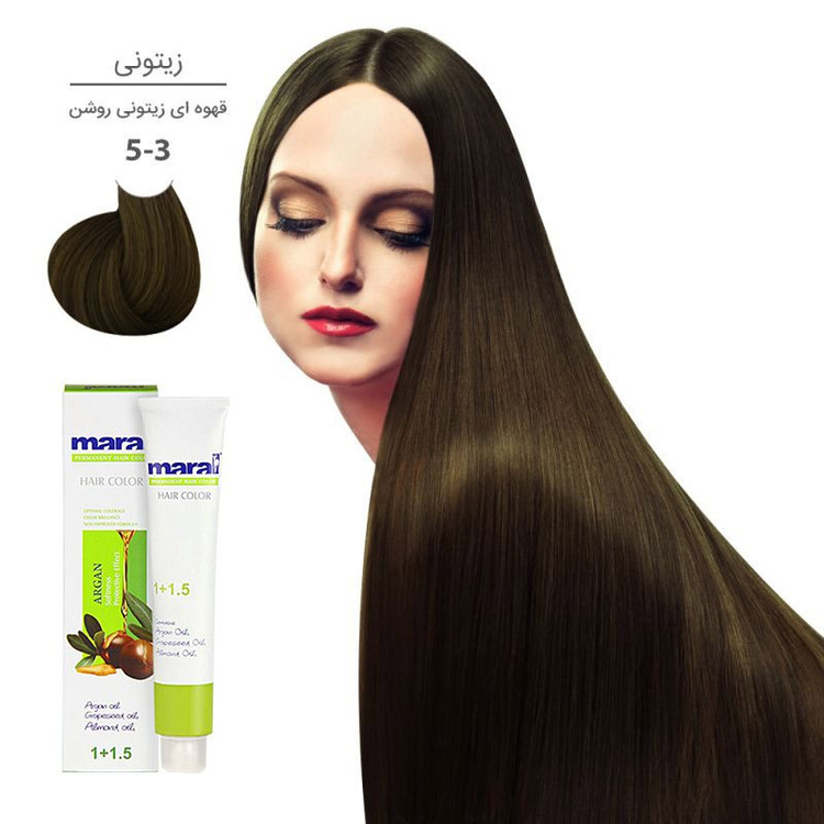 رنگ مو مارال با رنگ قهوهای زیتونی روشن شماره 5.3، حجم 100 میلیلیتر