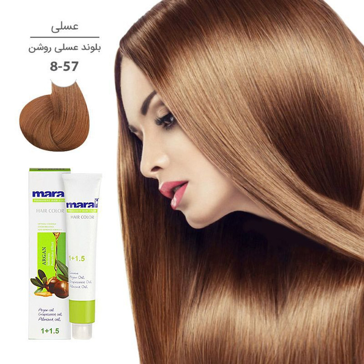 رنگ مو مارال با رنگ بلوند عسلی روشن شماره 8.57، حجم 100 میلیلیتر
