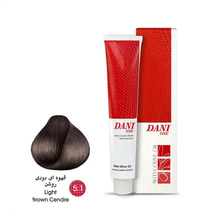 رنگ مو دنی وان رنگ قهوه ای دودی روشن شماره 5.1 حجم 100 میلی لیتر