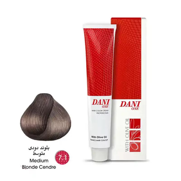رنگ مو دنی وان رنگ بلوند دودی متوسط شماره 7.1 حجم 100 میلی لیتر