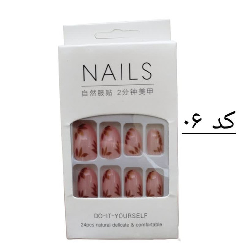 ناخن مصنوعی نوک پهن NAILS به همراه چسب دو طرفه کد 06