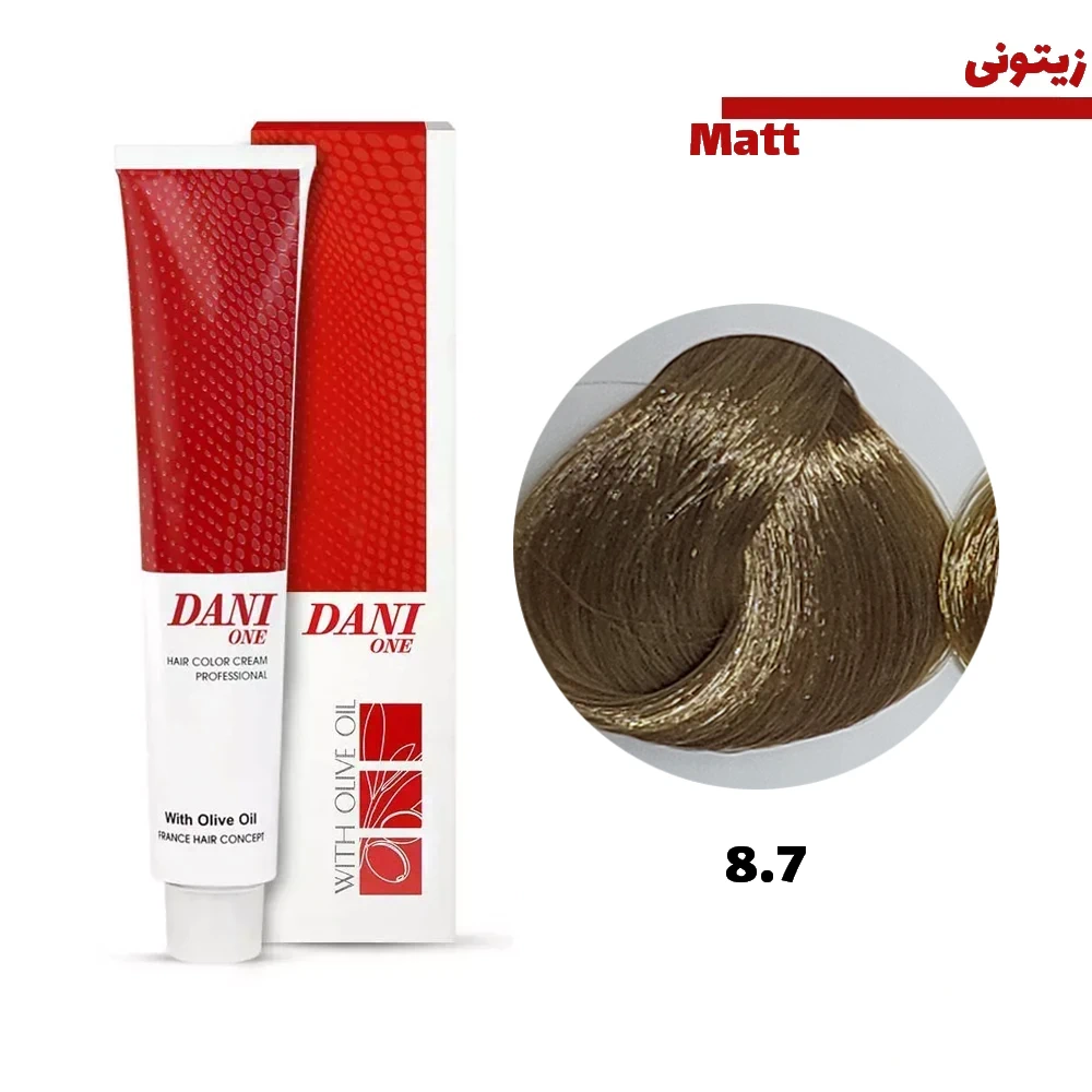 رنگ مو دنی وان رنگ بلوند زیتونی روشن شماره 8.7 حجم 100 میلی لیتر
