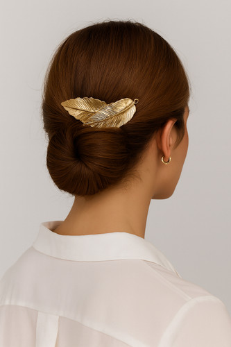 گیره مو فرانسوی طرح برگ طلایی کد 02