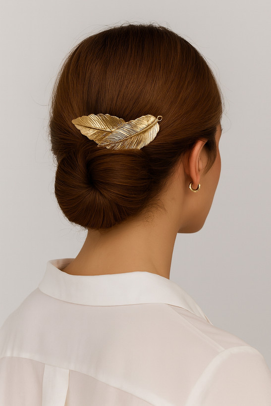 گیره مو فرانسوی طرح برگ طلایی کد 02