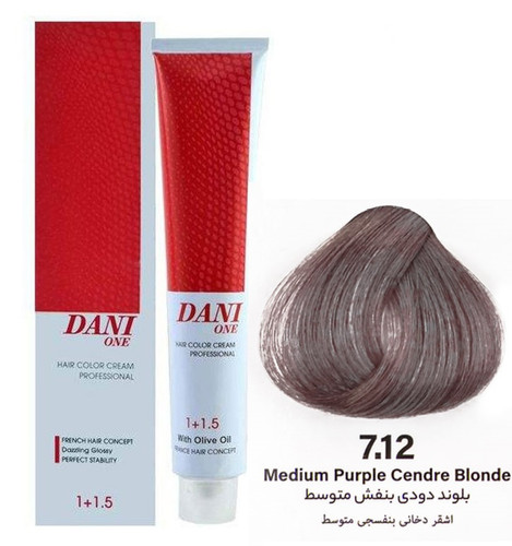 رنگ مو دنی وان رنگ بلوند دودی بنفش متوسط شماره 7.12 حجم 100 میلی لیتر