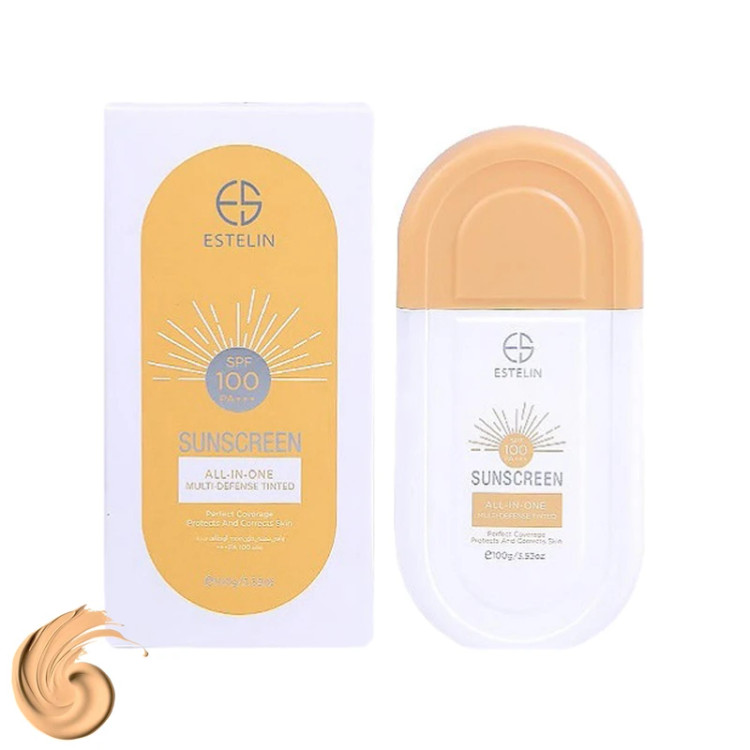 کرم ضد آفتاب رنگی استیلن مدل All-In-One، SPF100، مناسب انواع پوست با تنالیته رنگ متوسط و حجم 100 میلیلیتر