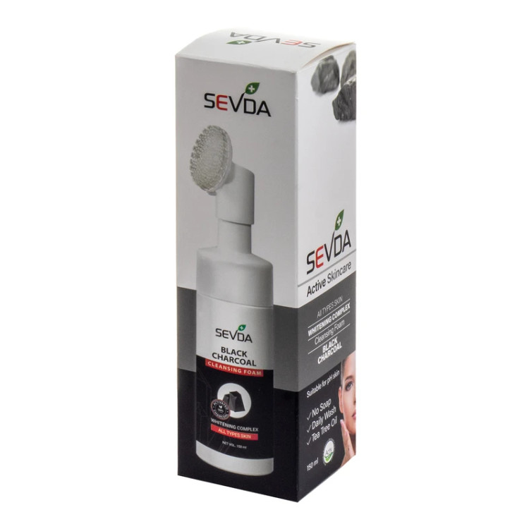 فوم شستشو براش دار سودا مدل ذغال فعال مناسب انوع پوست حجم 150 میلی لیتر