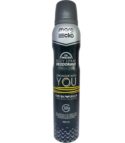 اسپری بدن مردانه مارک اکو مدل جورجیو آرمانی استرانگر ویت یو حجم 200 میلی لیتر