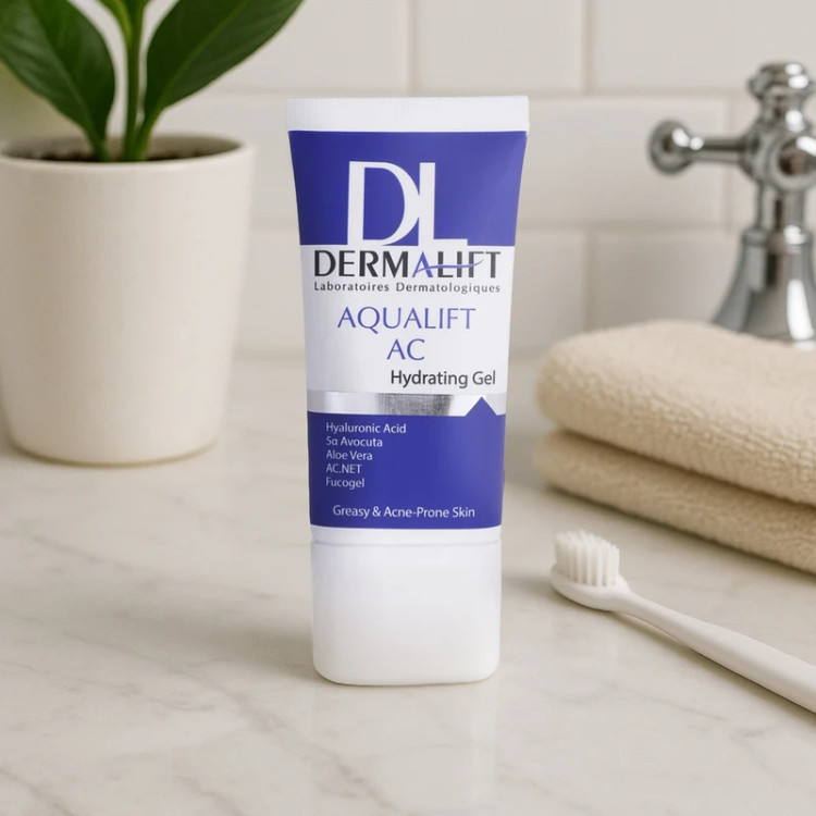 ژل آبرسان صورت درمالیفت مدل AQUALIFT AC مخصوص پوستهای چرب و جوشدار حجم 50 میلی لیتر