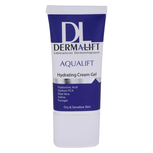 کرم ژل آبرسان صورت درمالیفت مدل AQUALIFT مخصوص پوست خشک و حساس حجم 50 میلی لیتر