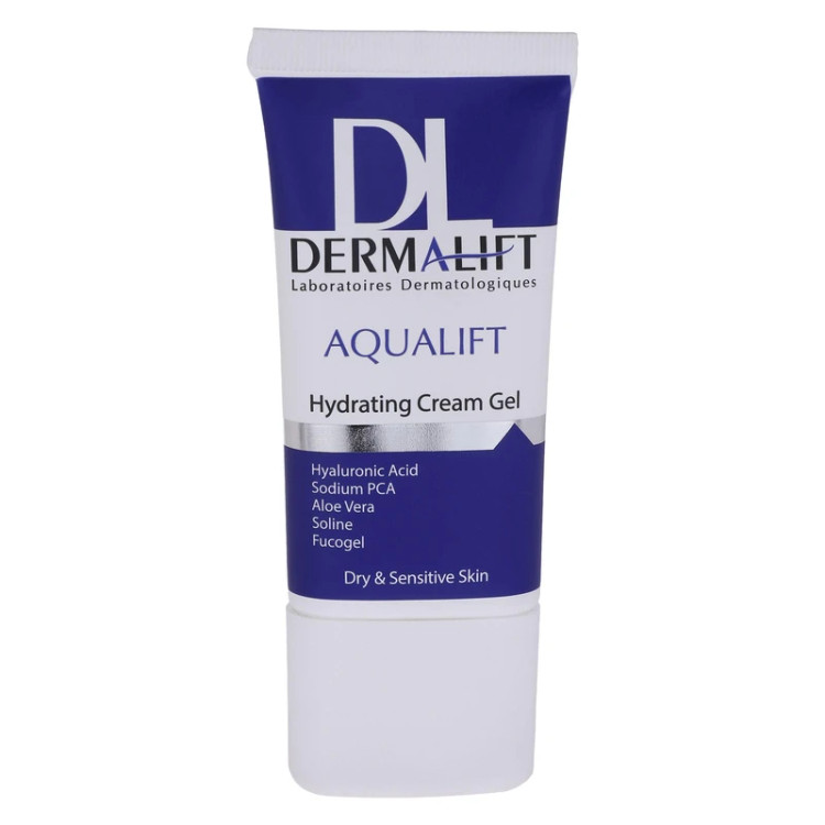 کرم ژل آبرسان صورت درمالیفت مدل AQUALIFT مخصوص پوست خشک و حساس حجم 50 میلی لیتر