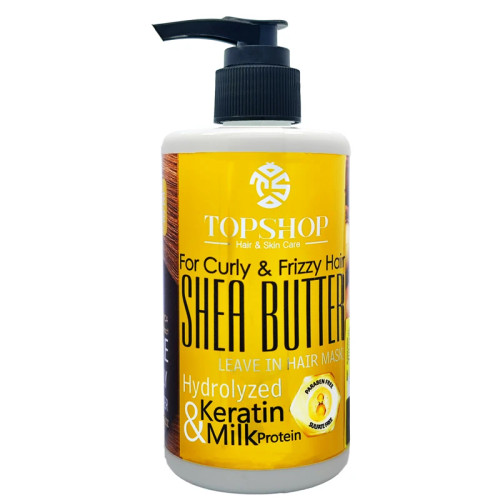 ماسک مو با آبکشی حاوی کراتین تاپ شاپ مناسب موی مجعد و دارای وز حاوی شی باتر حجم 250 میلی لیتر