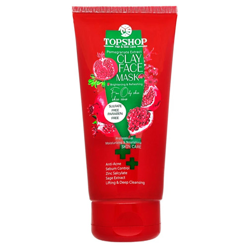 ماسک صورت حاوی خاک رس تاپ شاپ مدل انار مناسب پوست چرب حجم 200 میلی لیتر
