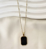 گردنبند مینیمال با پلاک مستطیلی مشکی