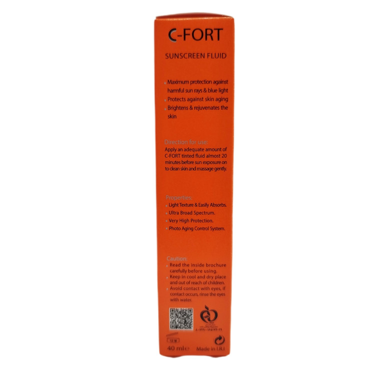 فلوئید ضد آفتاب رنگی بژ طبیعی سی فورت درمالیفت حاوی ویتامین C مناسب انواع پوست حجم 40 میلی لیتر