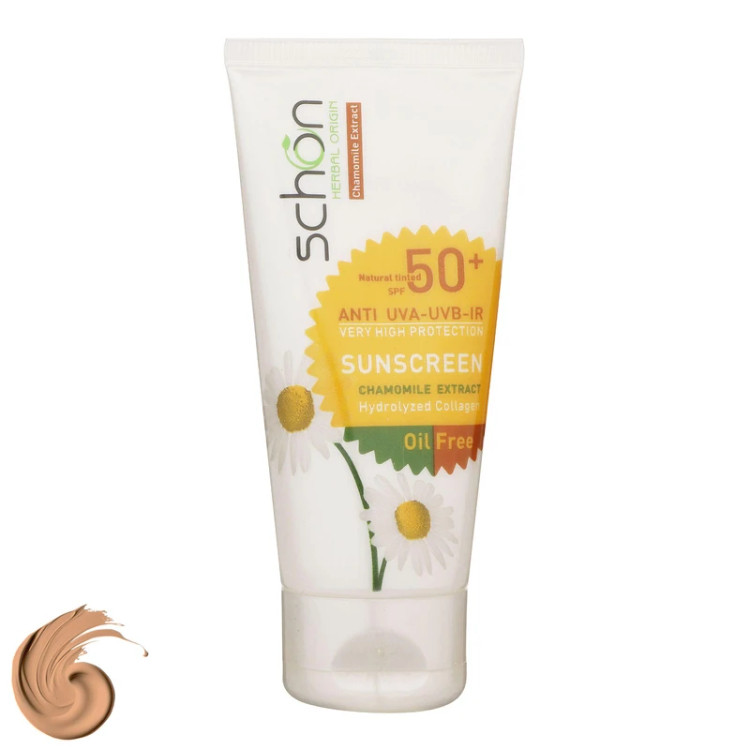 کرم ضدآفتاب رنگی بژ شون SPF50 مناسب پوست های چرب حجم 50 میلی لیتر