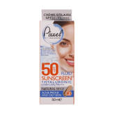 کرم ضدآفتاب فلوئیدی رنگی بژ طبیعی SPF50 پیکسل مناسب پوست چرب، جوش دار و مختلط حجم 50 میلیلیتر