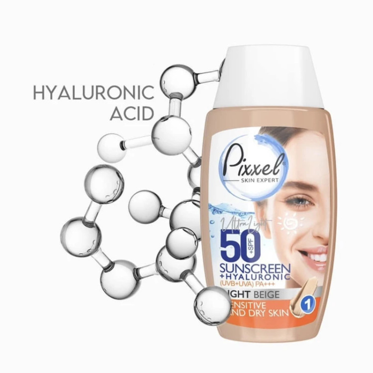 کرم ضدآفتاب فلوئیدی رنگی بژ روشن پیکسل مناسب پوست خشک تا نرمال و حساس حجم 50 میلیلیتر