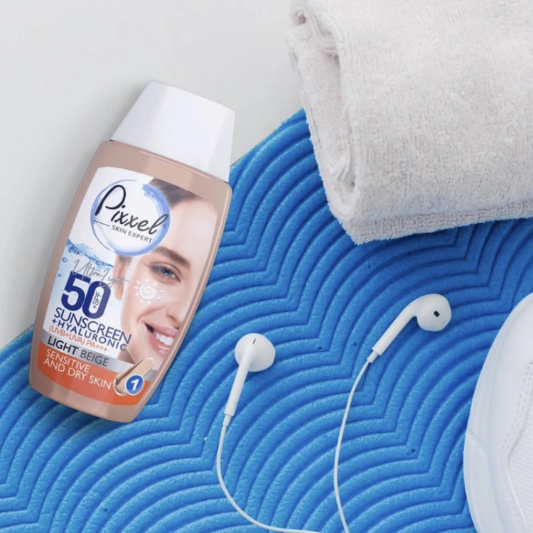 کرم ضدآفتاب فلوئیدی رنگی بژ روشن پیکسل مناسب پوست خشک تا نرمال و حساس حجم 50 میلیلیتر