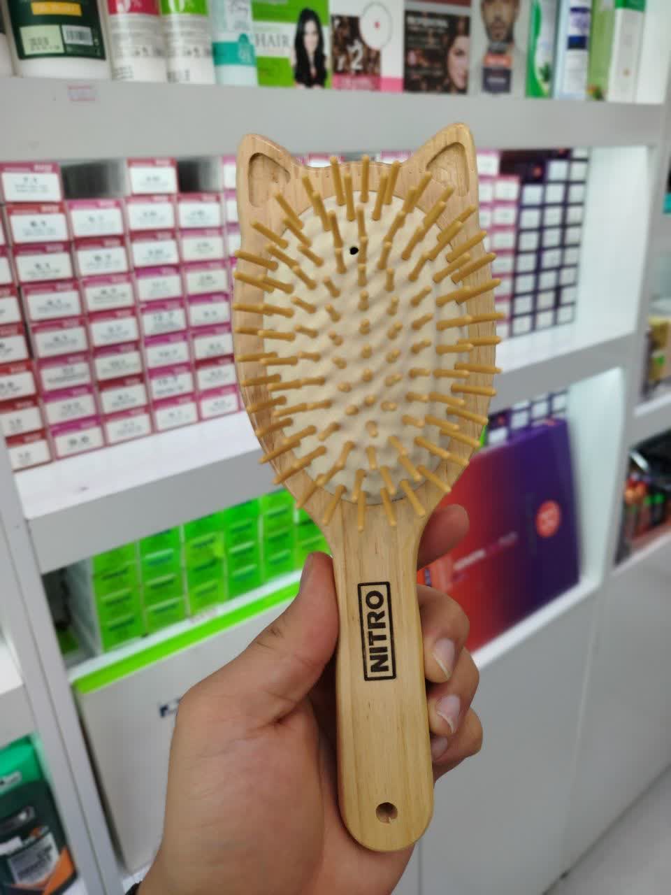 برس چوبی نیترو با دندانه پلاستیکی