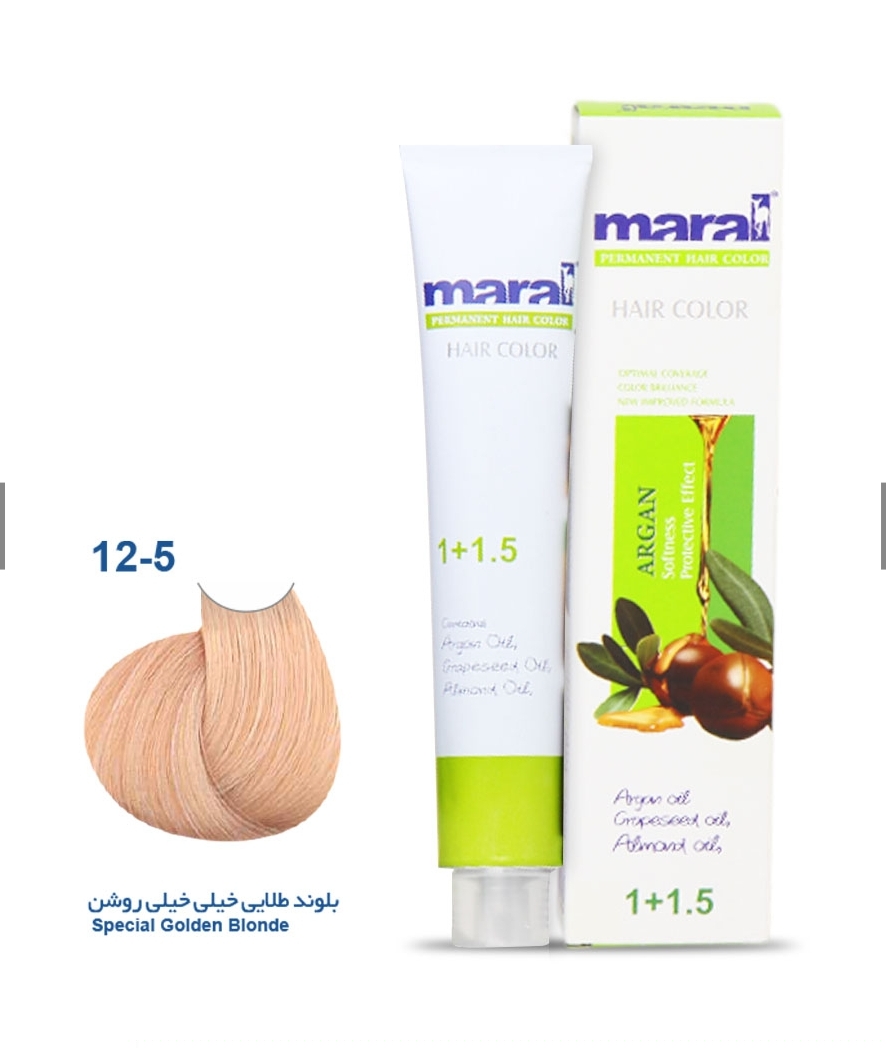 رنگ مو مارال شماره 12.5 حجم 100 میلی لیتر رنگ بلوند طلائی خیلی خیلی روشن